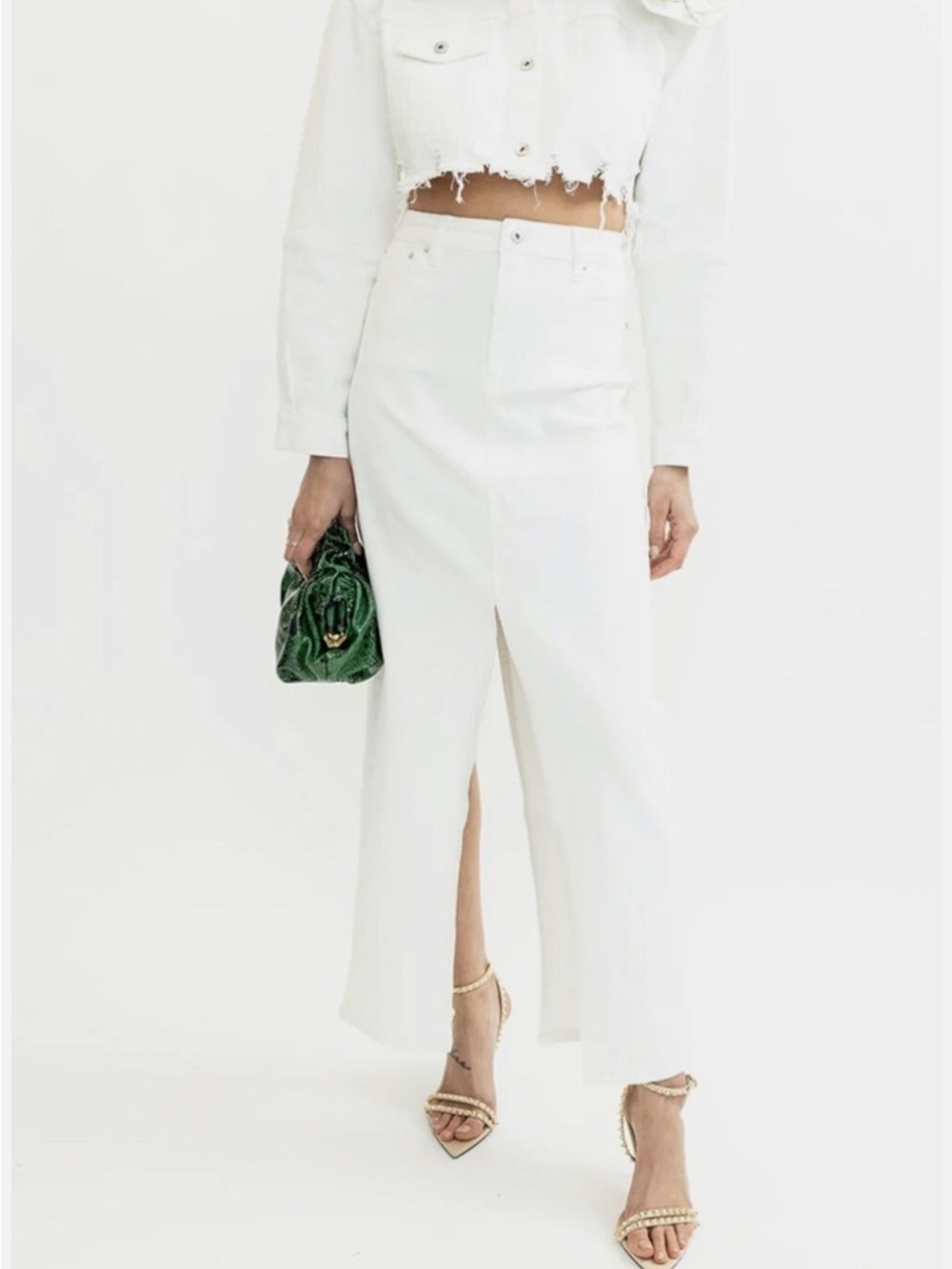 Torn by Ronny Kobo Ezra White Denim Skirt Size 8